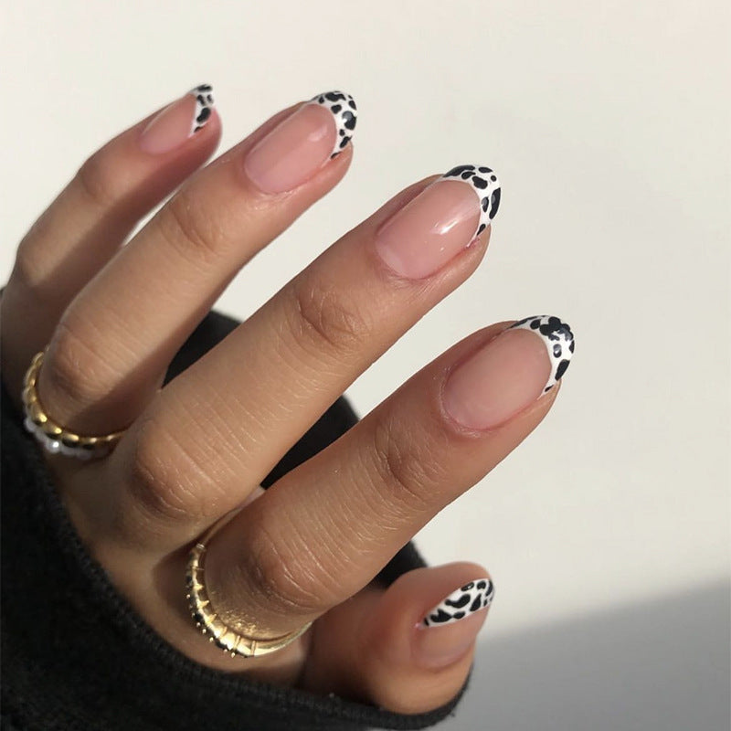 Artistic Leopard Print French Tip Press-On Nails Kalsten