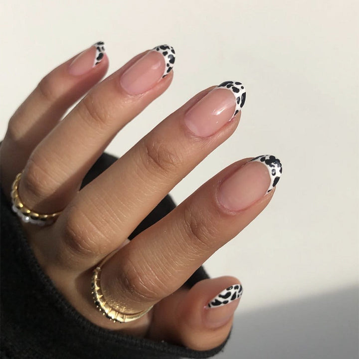 Artistic Leopard Print French Tip Press-On Nails Kalsten
