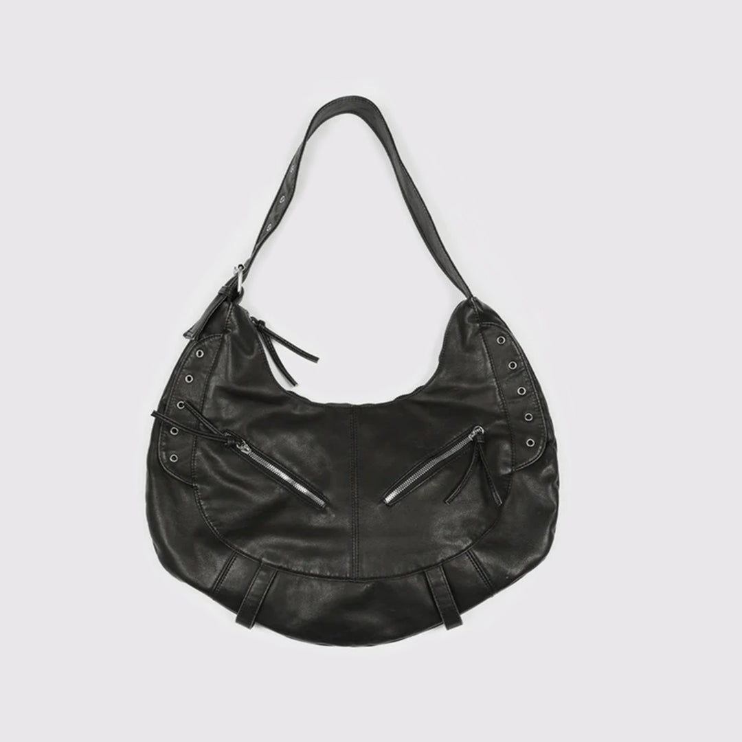 Multi-Pocket Slouchy Leather Hobo Bag
