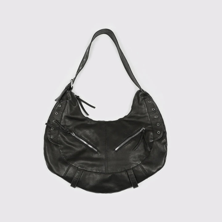 Multi-Pocket Slouchy Leather Hobo Bag