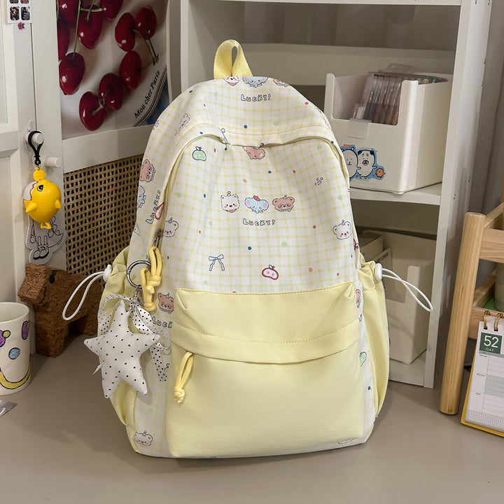 Cute Character Print Pink Backpack Kalsten