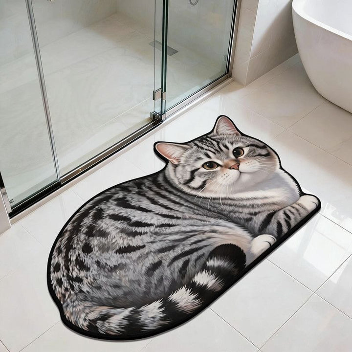 Cat-Shaped Plush Bath Mat