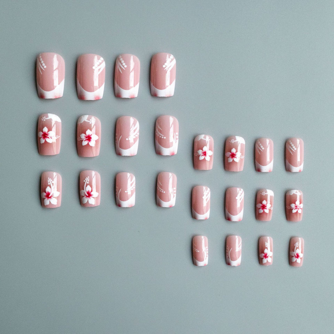 Floral French Tip Nail Art Set