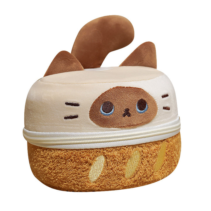 Cozy neck pillow travel pillow with plush cat design and portable storage bag