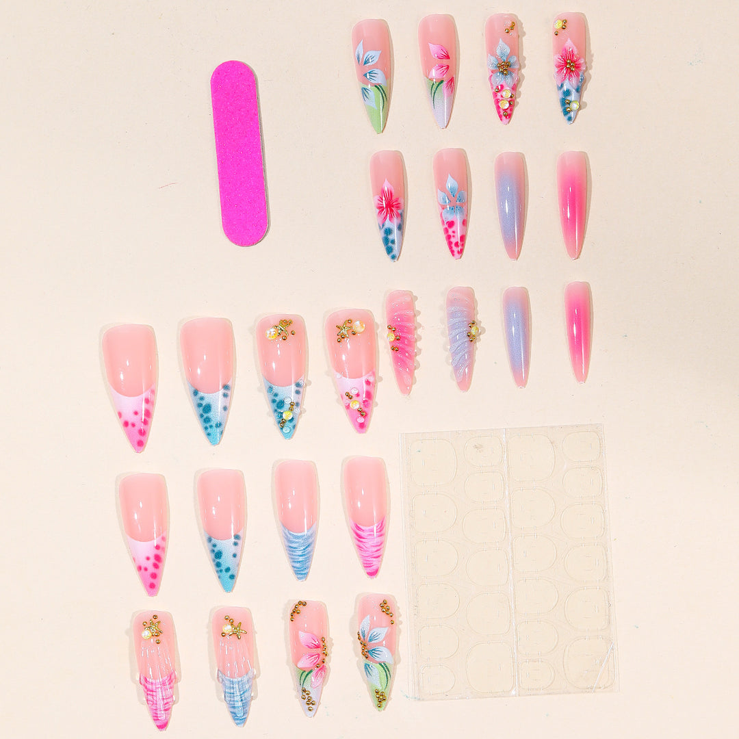 Artistic 3D Floral Acrylic Nail Extensions Kalsten