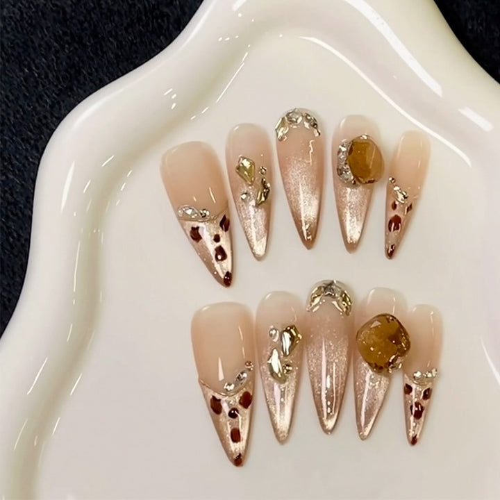 Stylish Press-On Nail Tips with Leopard Design Kalsten