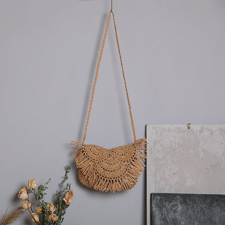 Boho Crossbody Bag Made of Handcrafted Natural Material Kalsten