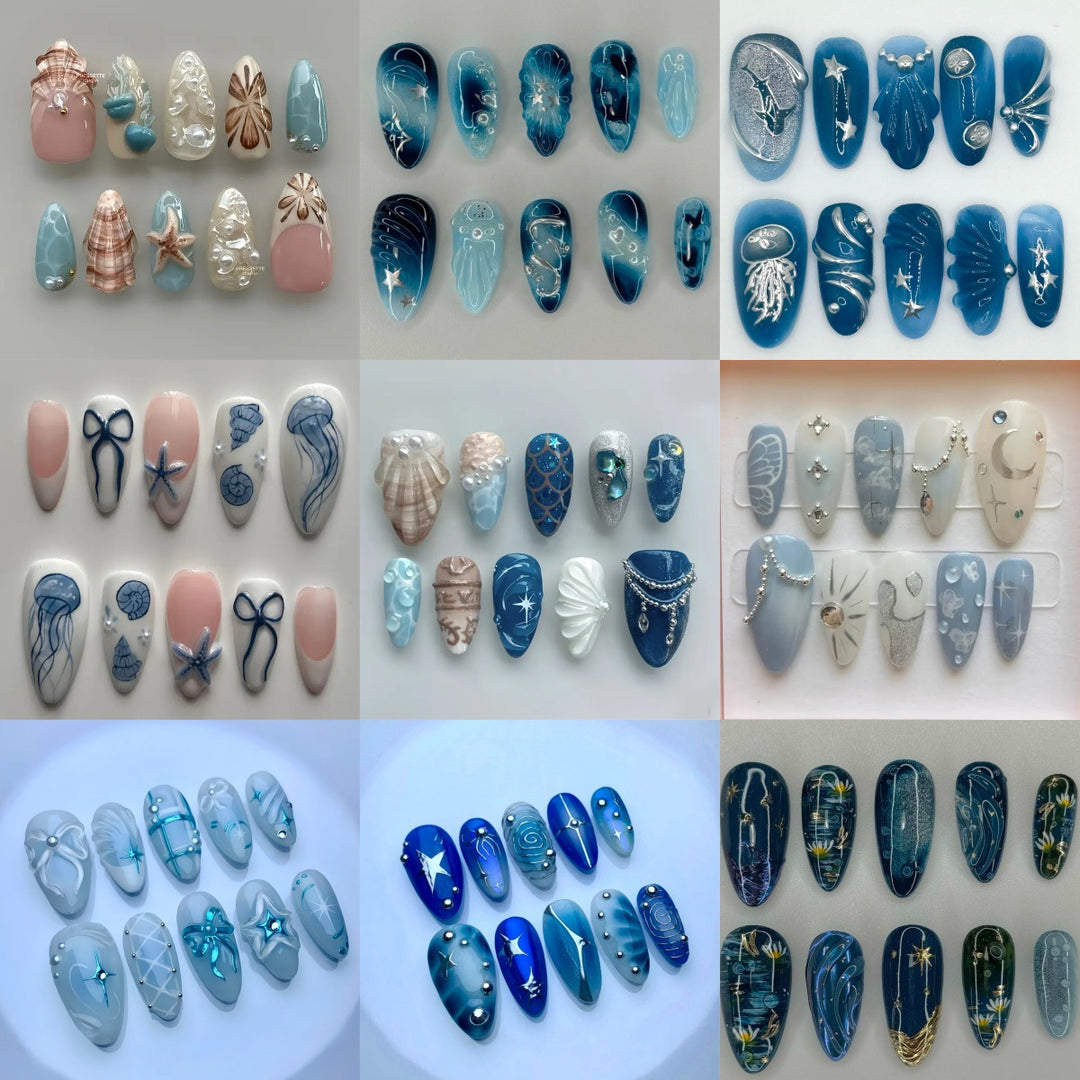 Artistic Ocean-Inspired Nail Art Set Kalsten
