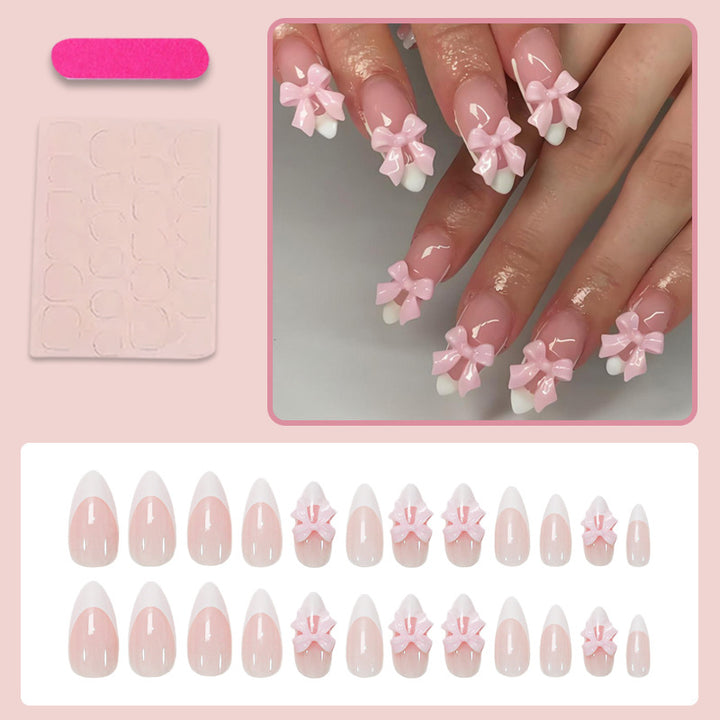 Acrylic nail set with playful bow decorations Kalsten