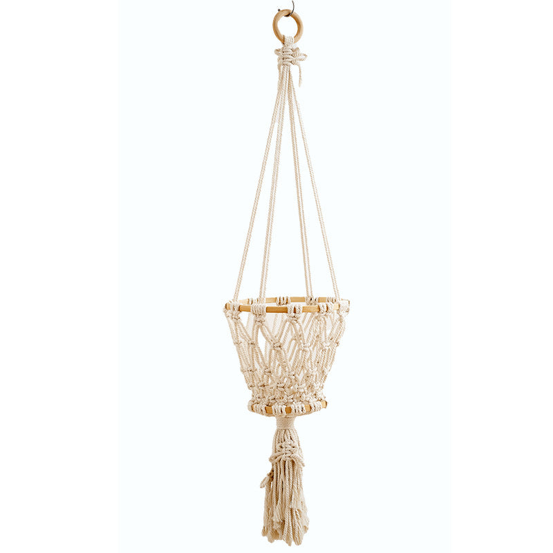 Macrame Hanging Planter with Wooden Accents Kalsten