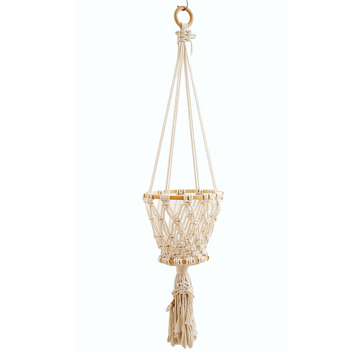 Macrame Hanging Planter with Wooden Accents Kalsten