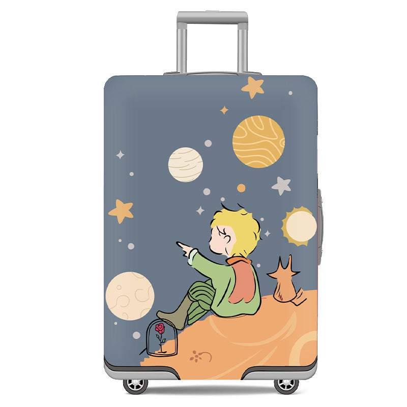 Unisex nan elastic motif suitcase cover made of stretchable polyester with handle and wheel openings Kalsten