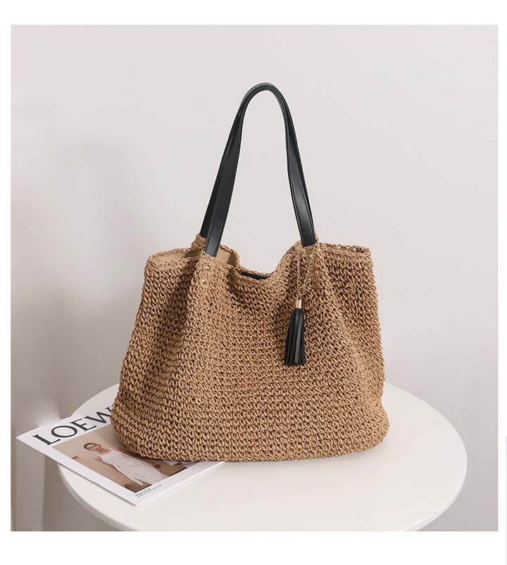 Durable basket bag with synthetic leather handle reinforcement Kalsten