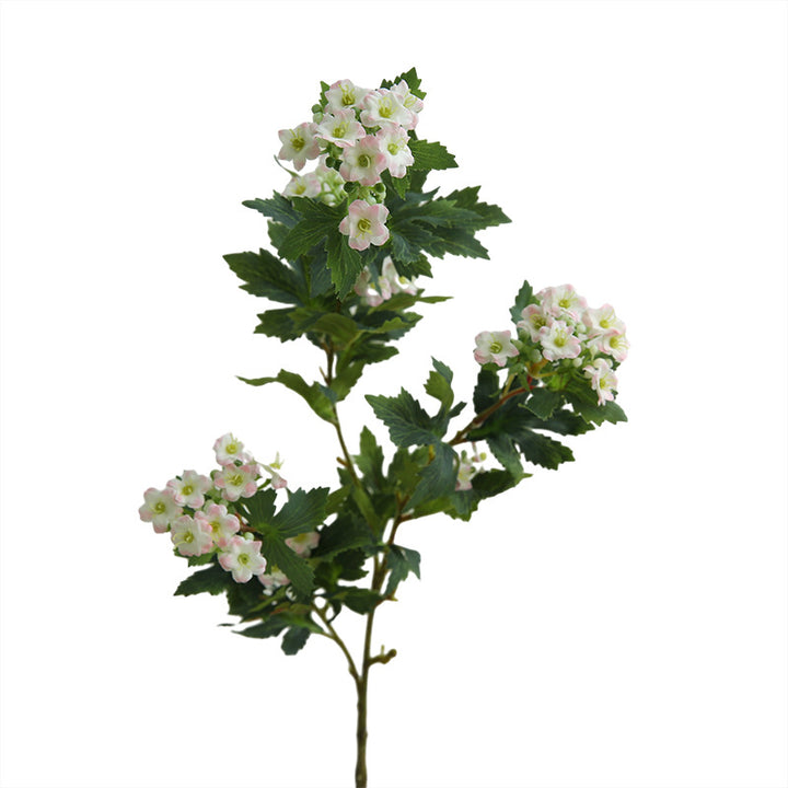 Artificial Flowering Branch Spray With Realistic Clustered Purple Blossoms And Textured Serrated Leaves