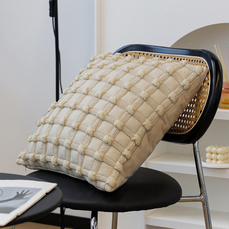 Square cushion cover made of textured bouclé blend with decorative piped seam Kalsten