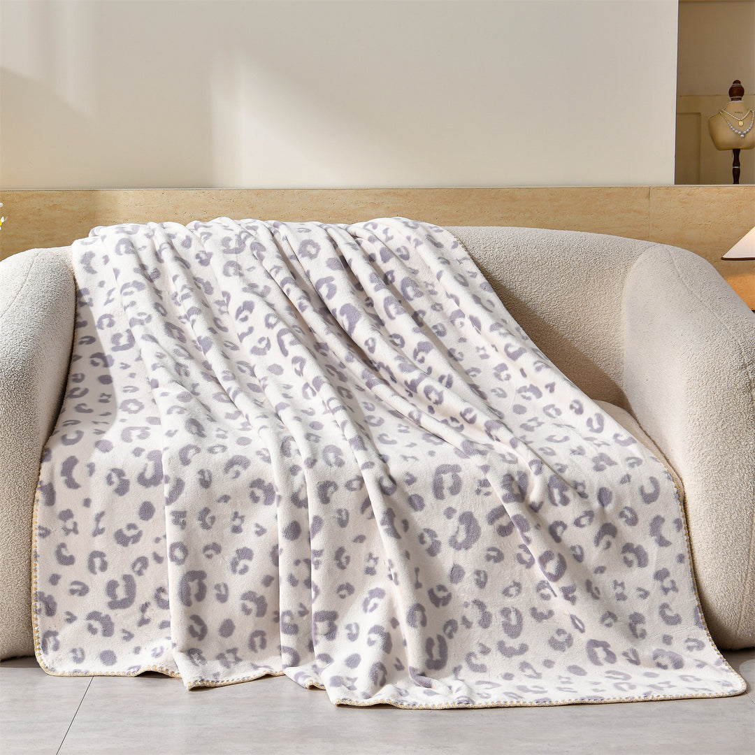 Luxury Leopard-Print Fleece Throw Blanket Kalsten