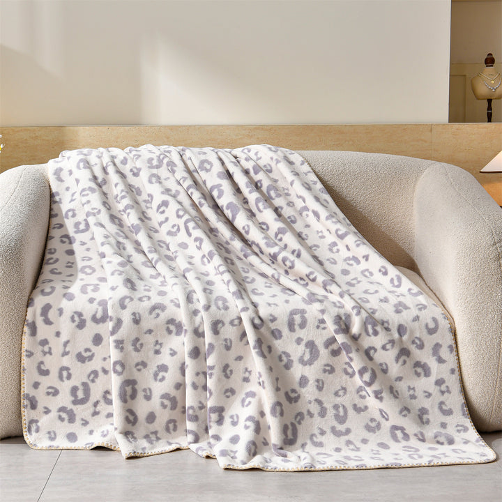 Luxury Leopard-Print Fleece Throw Blanket Kalsten