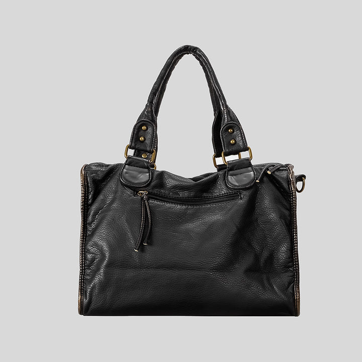Multi-Pocket Functional Leather Handbag