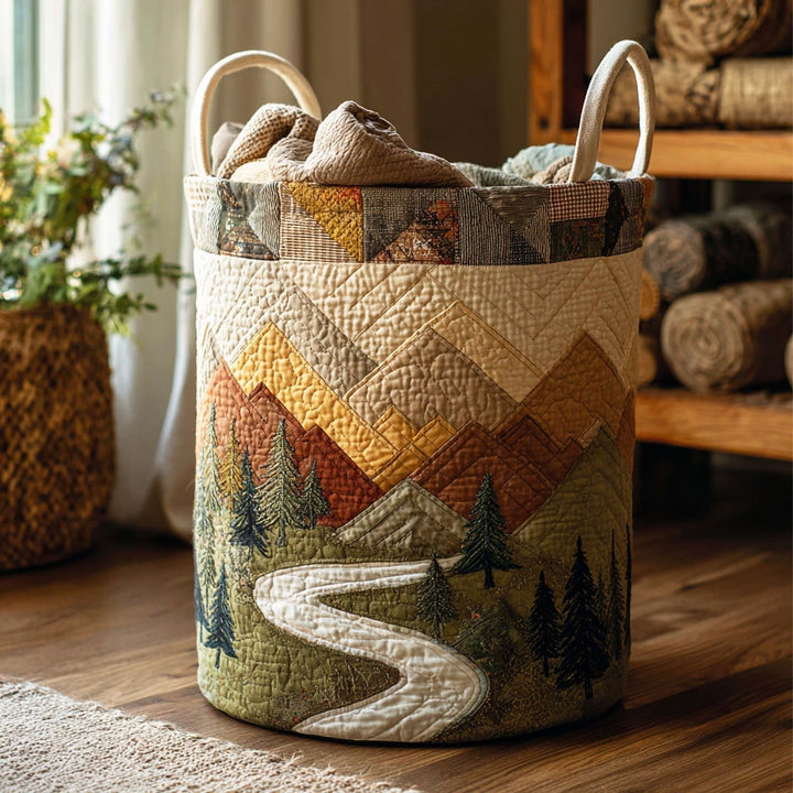 Quilted Decorative Laundry Storage Basket With Rope Handles Collapsible Fabric Organizer