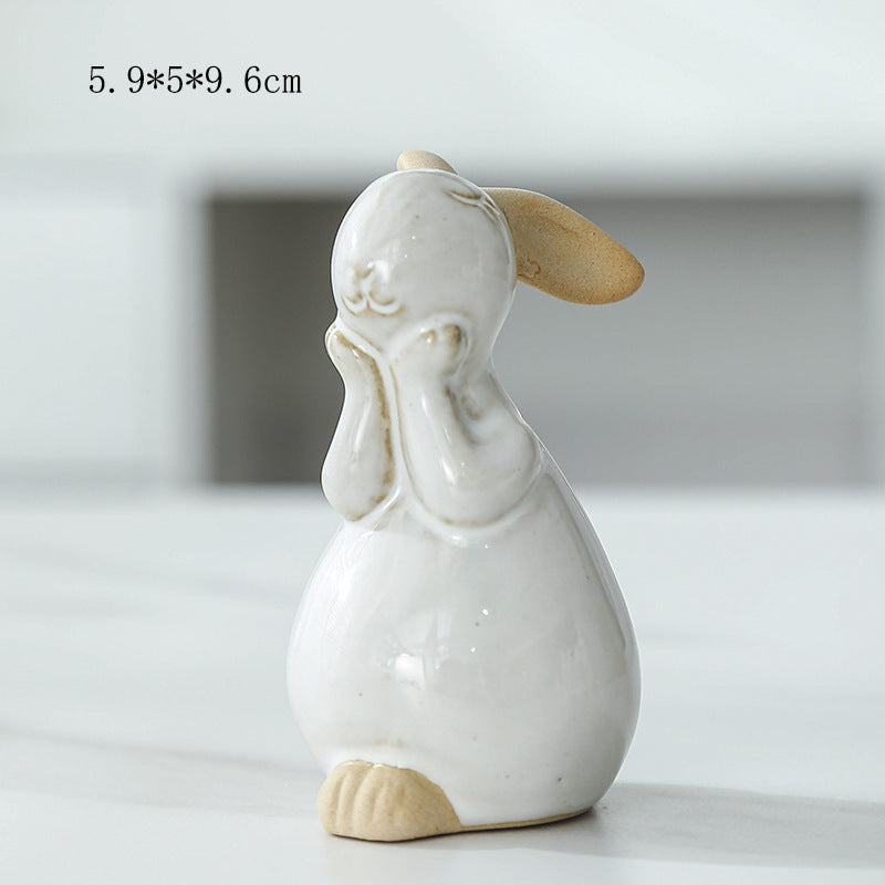 Whimsical Ceramic Bunny Figurine Kalsten