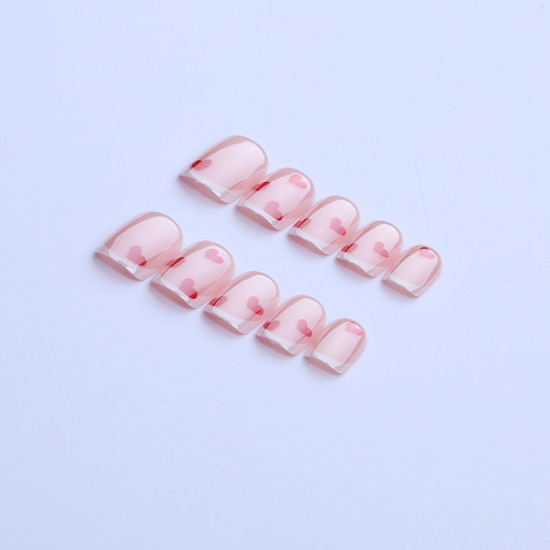 Heart-Embellished Press-On Nail Art Set