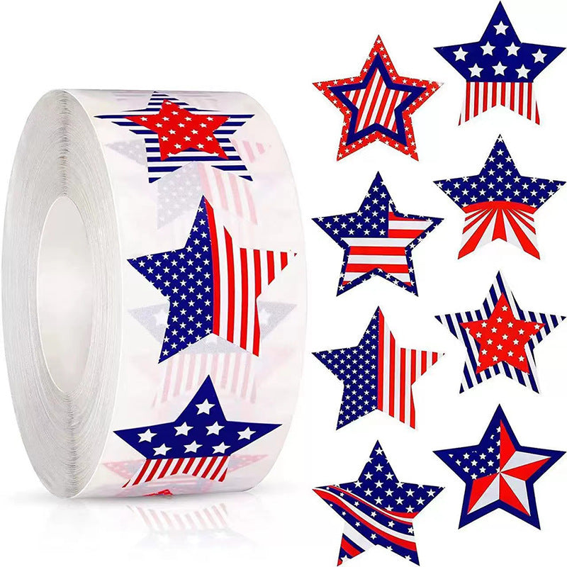 Unisex nano sticker set with patriotic star motifs in roll format, removable and versatile Kalsten