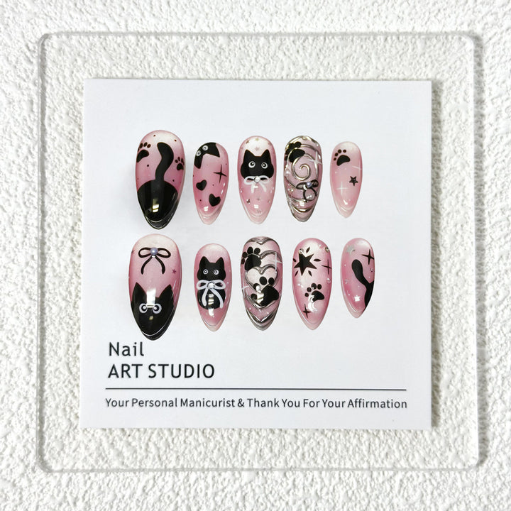 Nail art set with cat pattern Kalsten