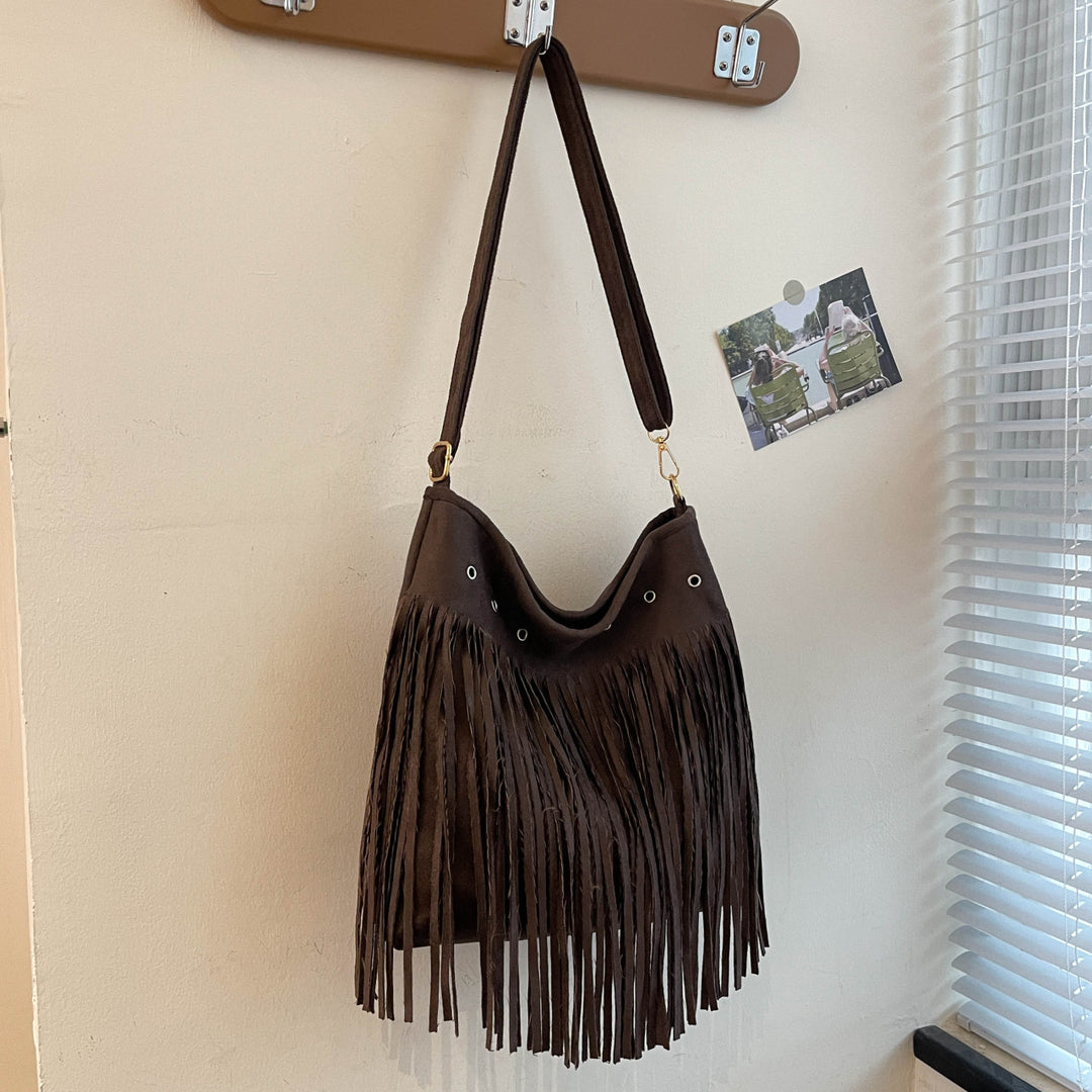 Suede Fringe Shoulder Bag Kalsten