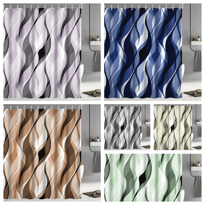 Abstract Wave Pattern Shower Curtain Kalsten
