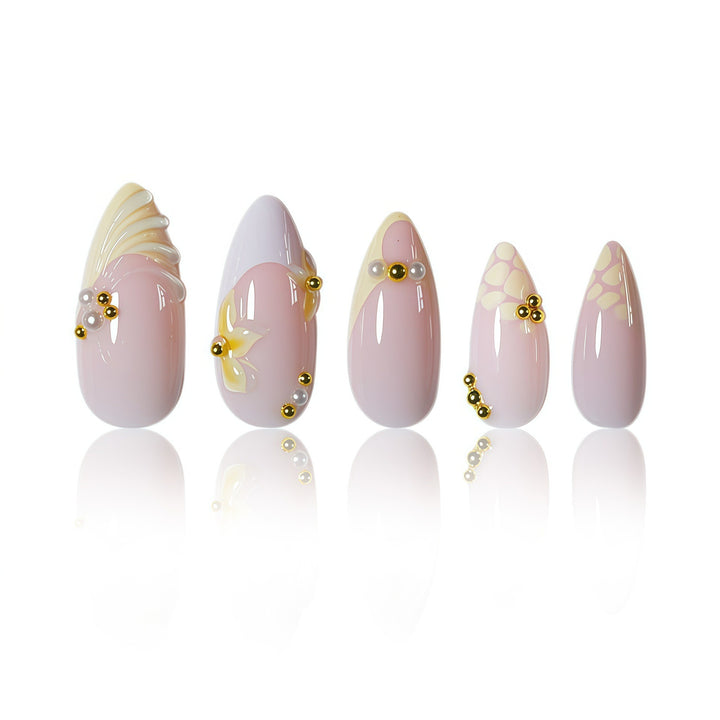 Elegant Floral Accent Press-On Nails Kalsten