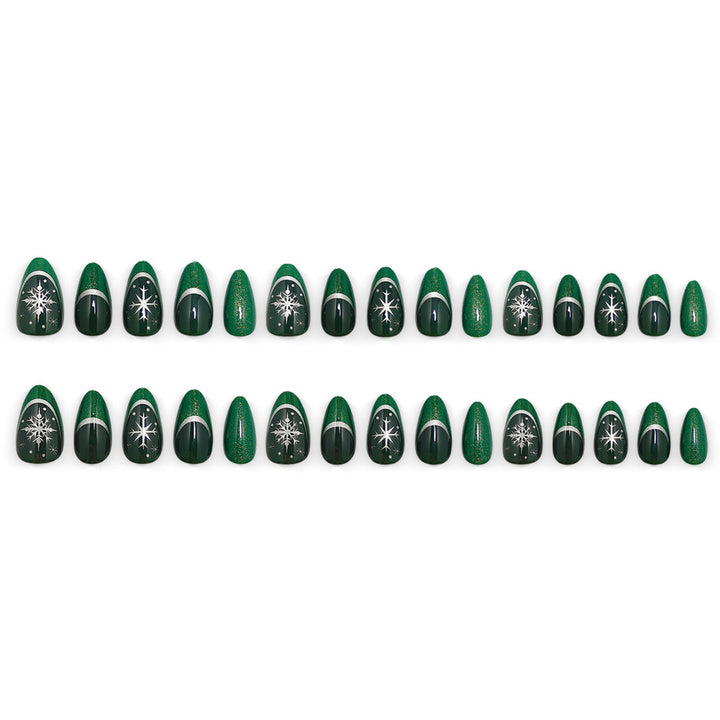 Glamorous artificial nails with intricate Christmas design Kalsten
