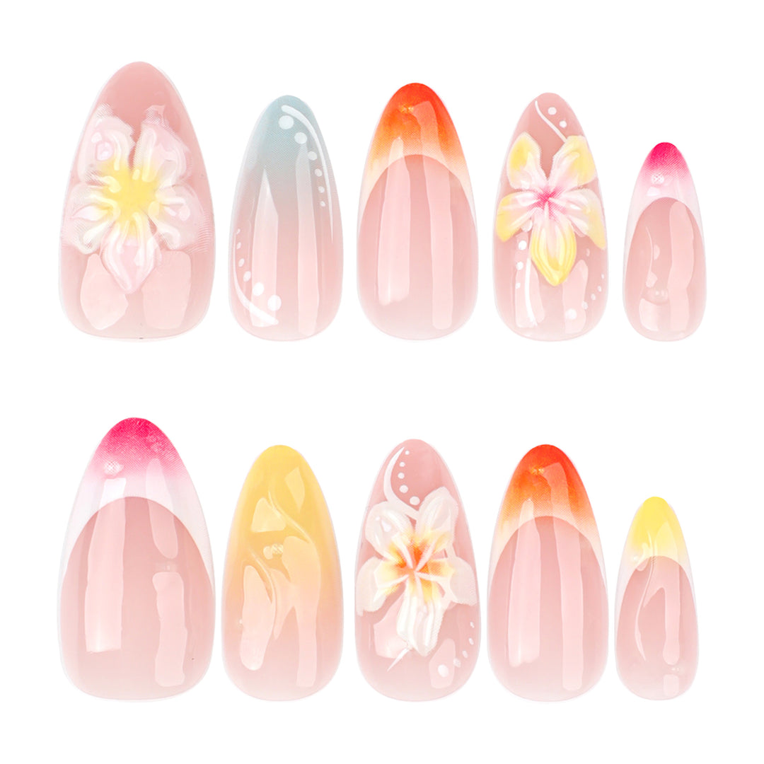 Artistic nail designs with floral accents and soft color gradients Kalsten