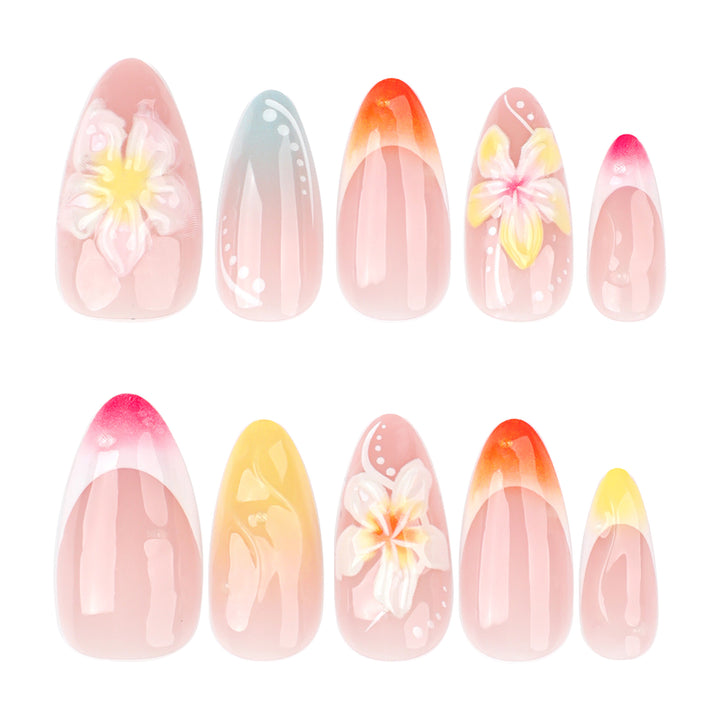 Artistic nail designs with floral accents and soft color gradients Kalsten