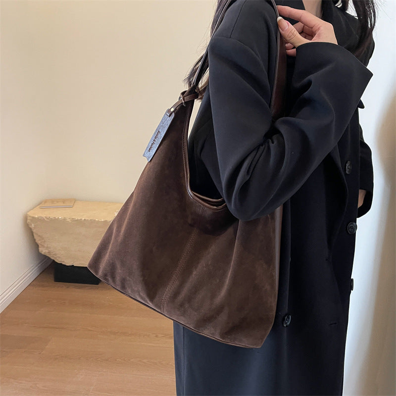 Suede Slouchy Shoulder Bag