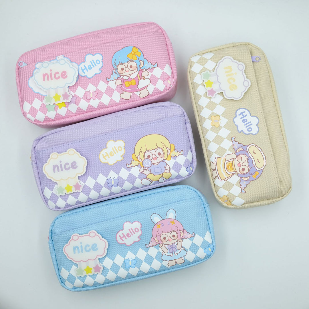 Cute Character Zippered Pencil Case