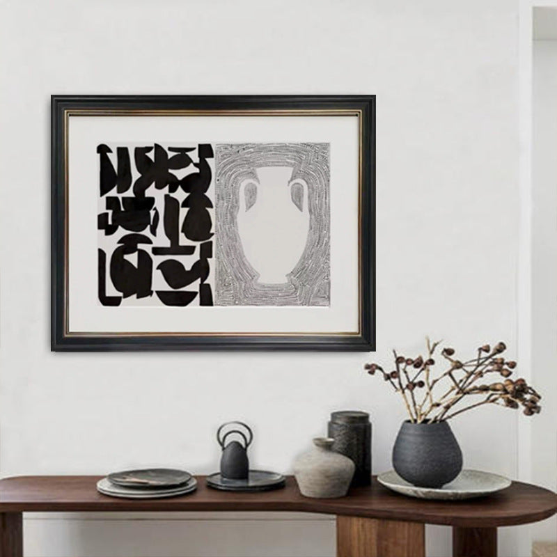 Framed Abstract Calligraphic Artwork