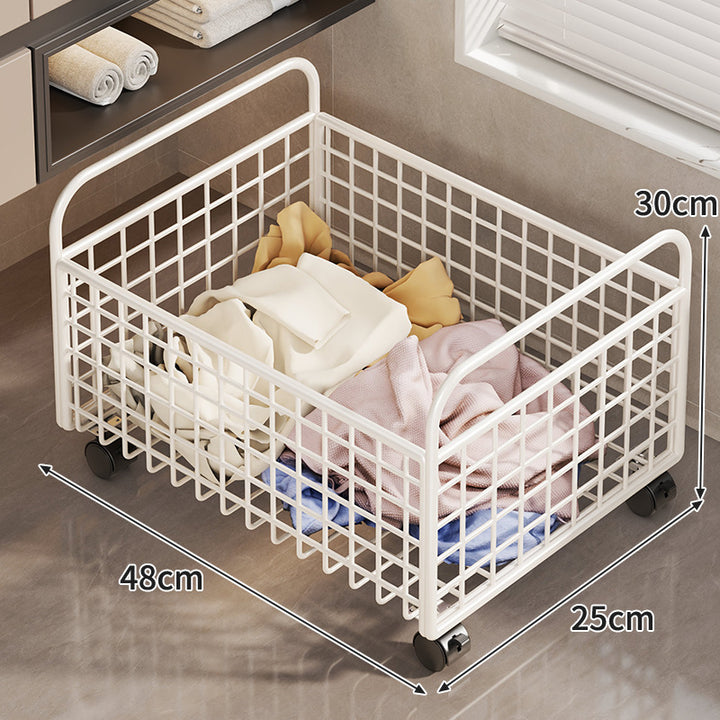 Metal Wire Grid Storage Basket with Raised Side Handles for Shelf and Countertop Organization