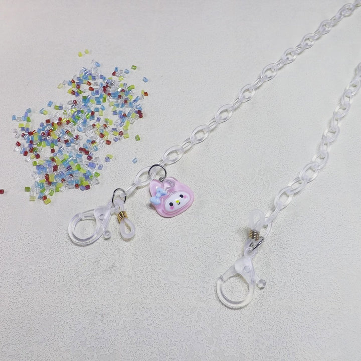 Playful glasses holder chain made of transparent material Kalsten