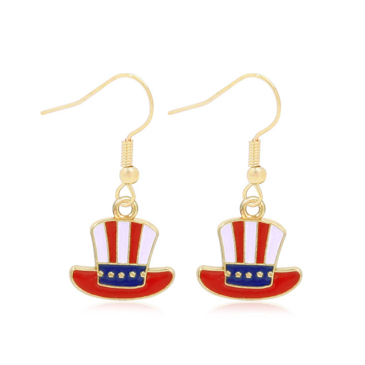 Women's lightweight star earrings with enamel flag design and fishhook Kalsten