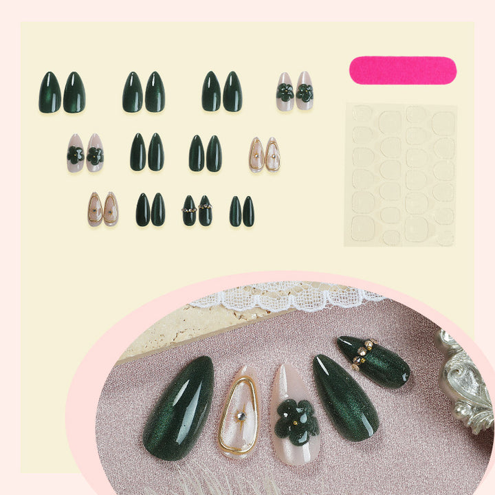 Glamorous Press-On Nail Set with Decorative Floral Accents Kalsten