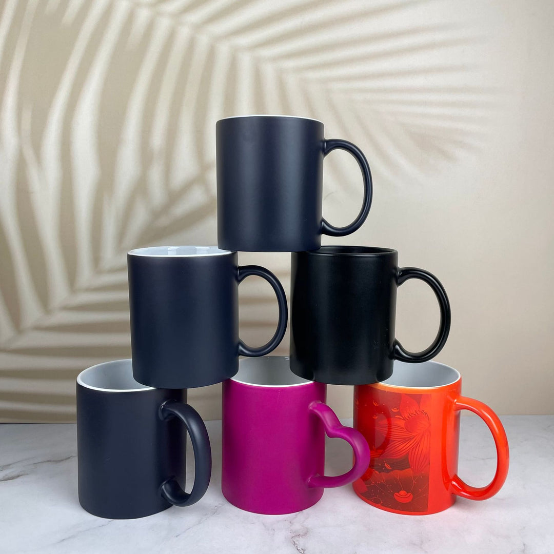 Personalized Heat-Activated Photo Ceramic Mug With Thermo-Chroma Sublimation Wrap And Ergonomic C-Handle