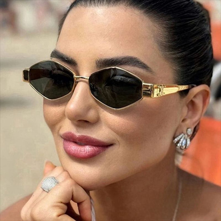 Ladies fashionable hexagonal sunglasses with protective lenses and stylish metal frame Kalsten