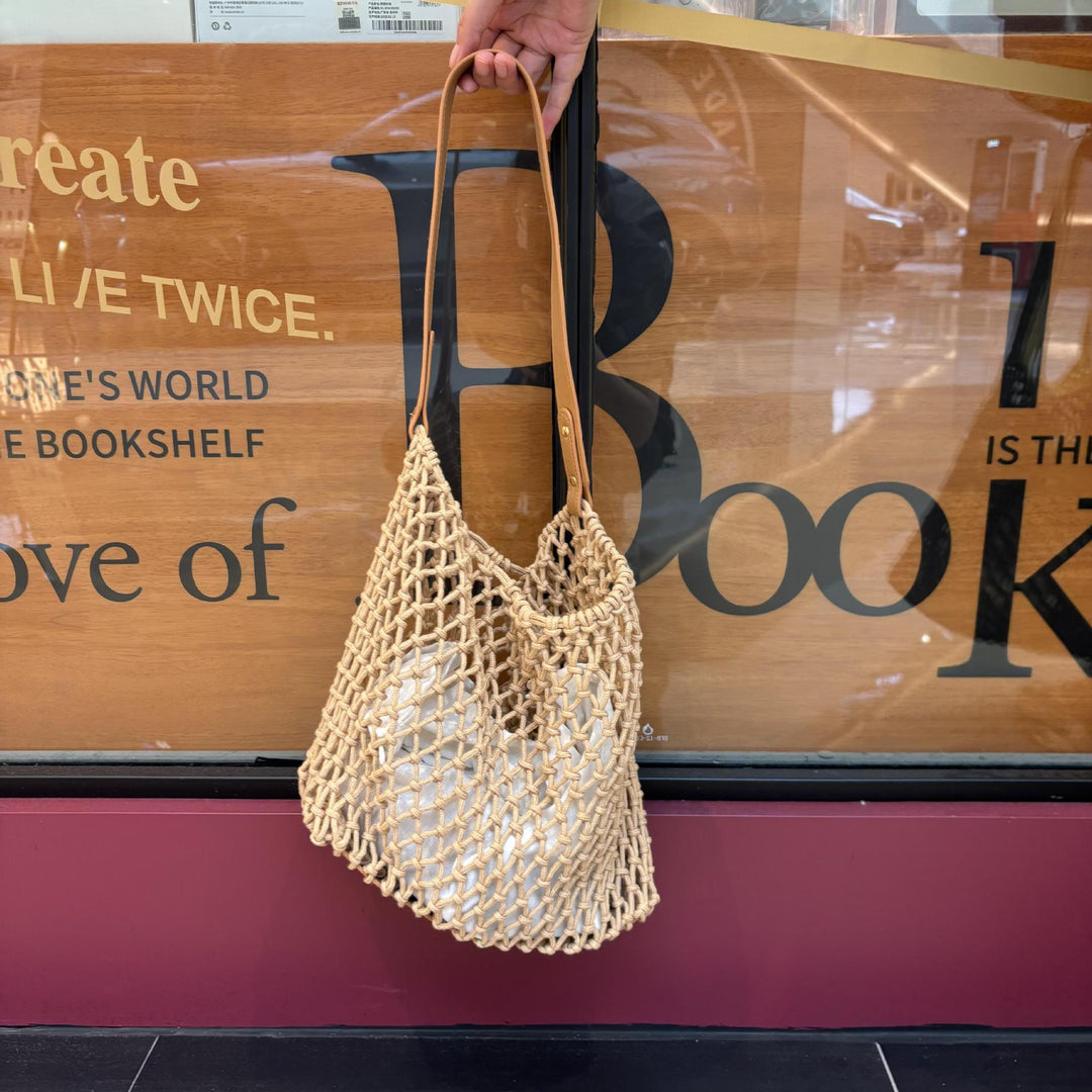 Elegant mesh bag with leather handles Kalsten