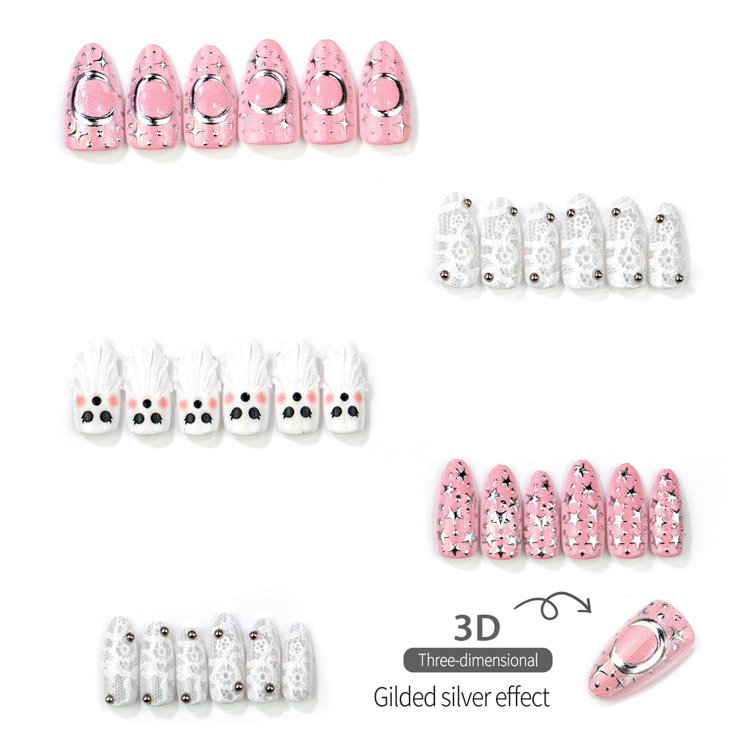 Thematic Ghost and Star Press-On Nail Set