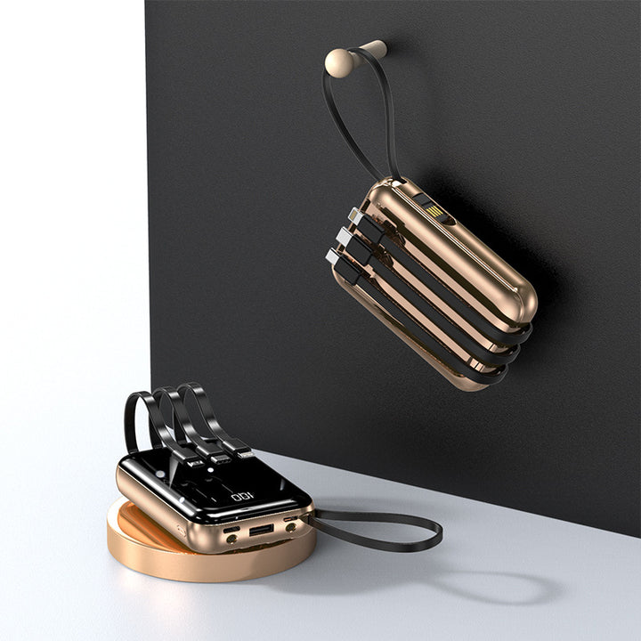 Portable power bank with integrated charging cables and digital charging display Kalsten