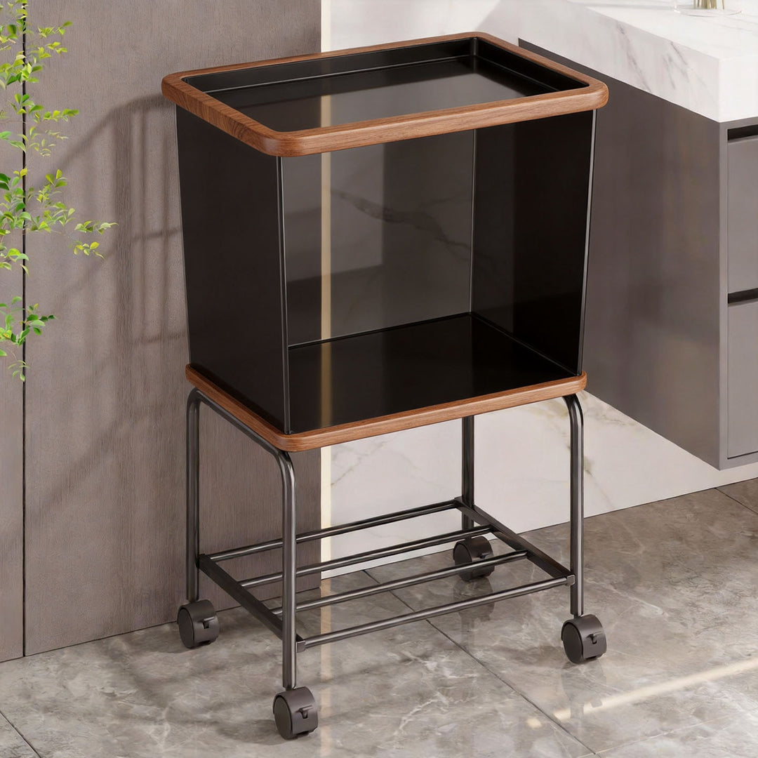 Vertical Rolling Mesh Laundry and Shoe Storage Cart with Elevated Wire Basket and Lower Shoe Shelf