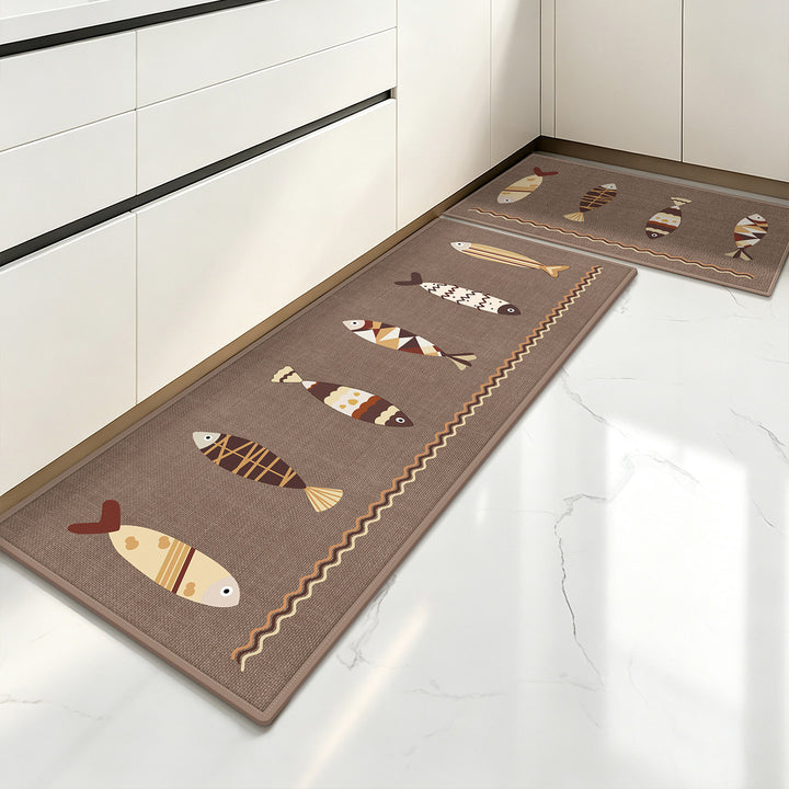 Decorative Fish-Themed Kitchen Runner Mat