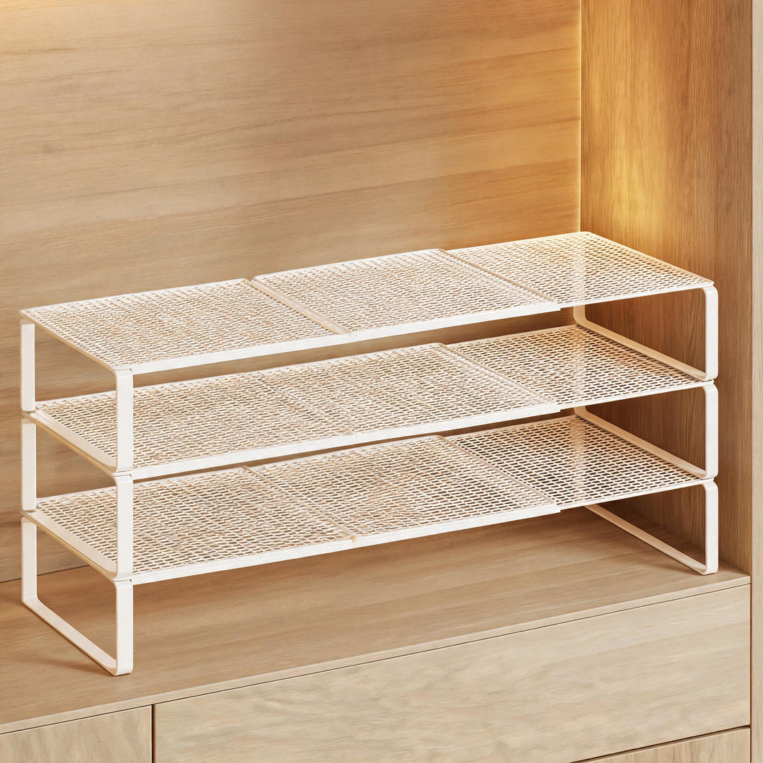 Adjustable Expandable Mesh Closet Shelf Riser with Sturdy U-Leg Support