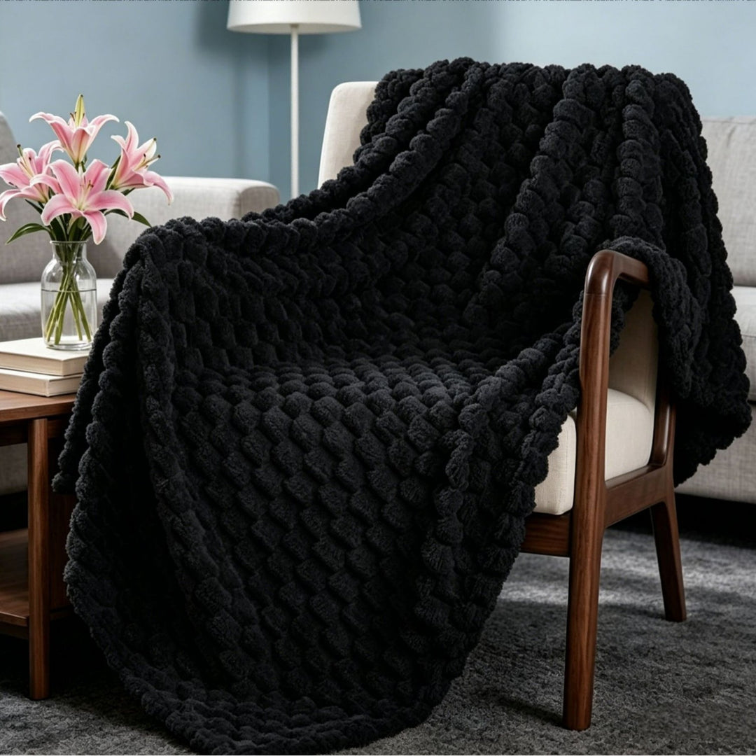 Premium Textured Plush Throw Blanket