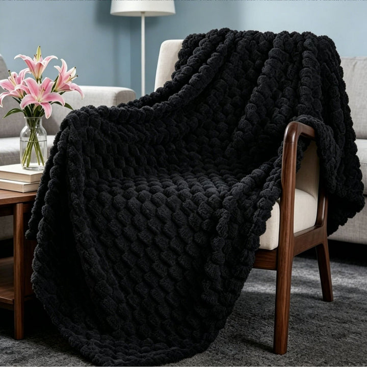 Premium Textured Plush Throw Blanket